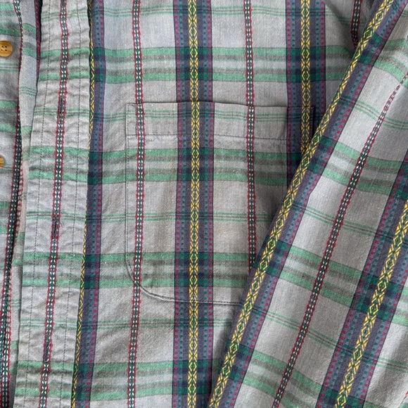 L.L. Bean Men's Blue Plaid Shirt XL Tall - Vintage - Picture 5 of 6